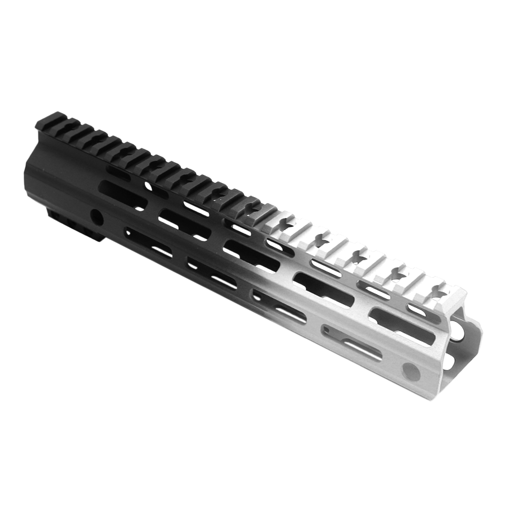 CERAKOTE GRADIENT| AR-15 ANGLE CUT CLAMP ON M-LOK 10 INCH HANDGUARD- BLACK BASE- GRADIENT- BRIGHT WHITE -MADE IN U.S.A